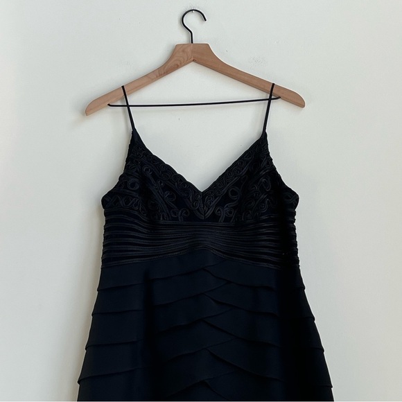 New Vintage Cache Y2K Asymmetric Ruffle Chiffon Ruched Illusion Dress 12 Ribbon - Picture 5 of 16